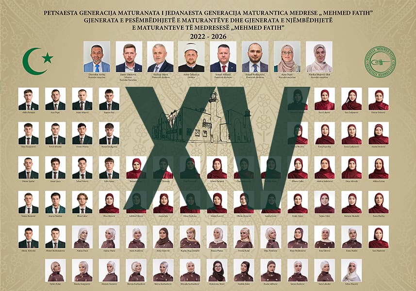 Tablo XV. generacije maturanata i maturantica Medrese „Mehmed Fatih“, 2022–2026.